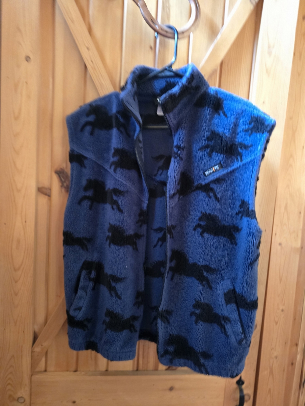 Navy Fleece Vest with Horse Print -